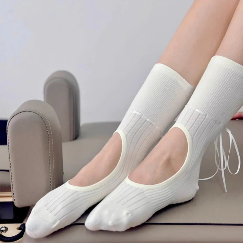 Pilates Yoga Youtube - Fashion Women Yoga Socks Ribbons Exposed